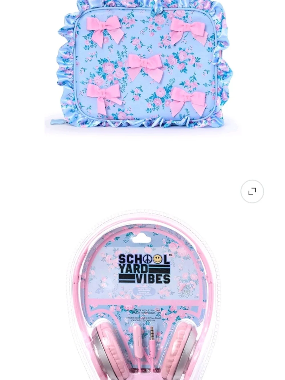 Kids Floral Bow Backpack - Light Blue with Pink Bows